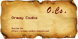 Ormay Csaba névjegykártya